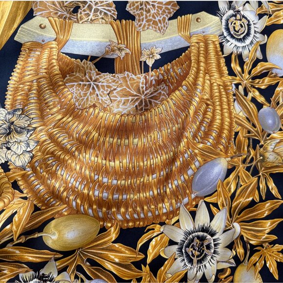 [SOLD] Authentic Hermès Black Passiflores Silk Scarf - Picture 11 of 14